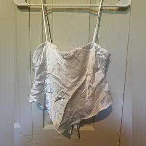 Zara white silk tank top with tie back